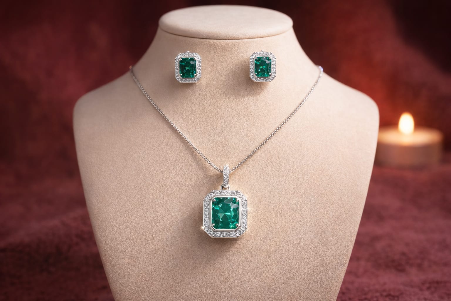 Maragatha green pendant set