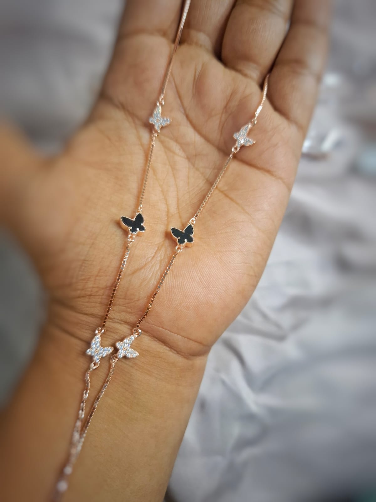 Black & white butterfly anklet