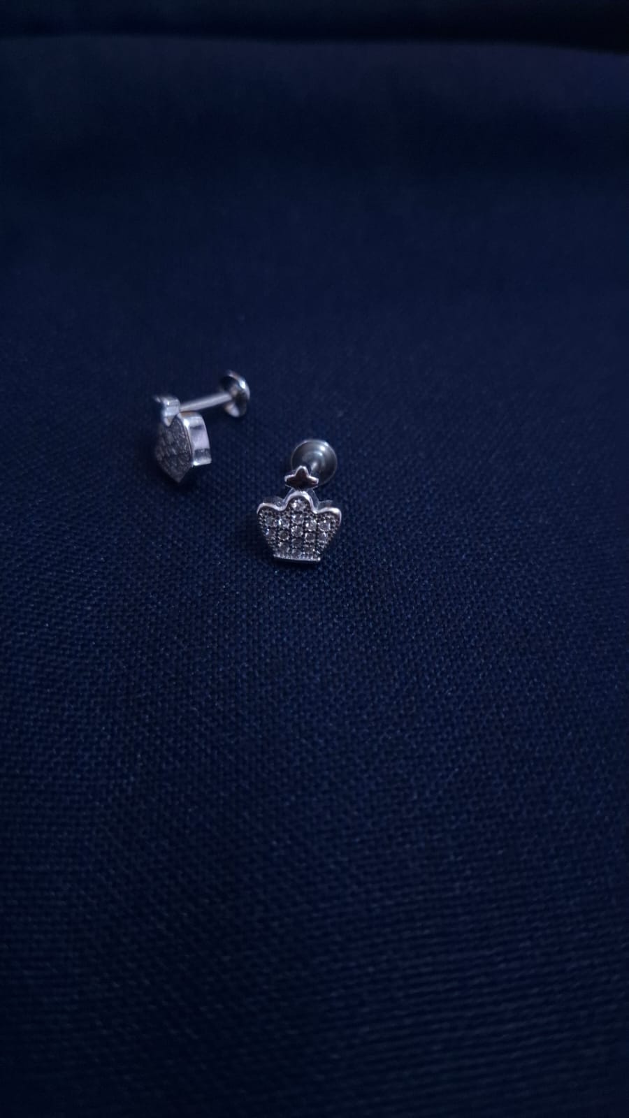 Silver crown earrings