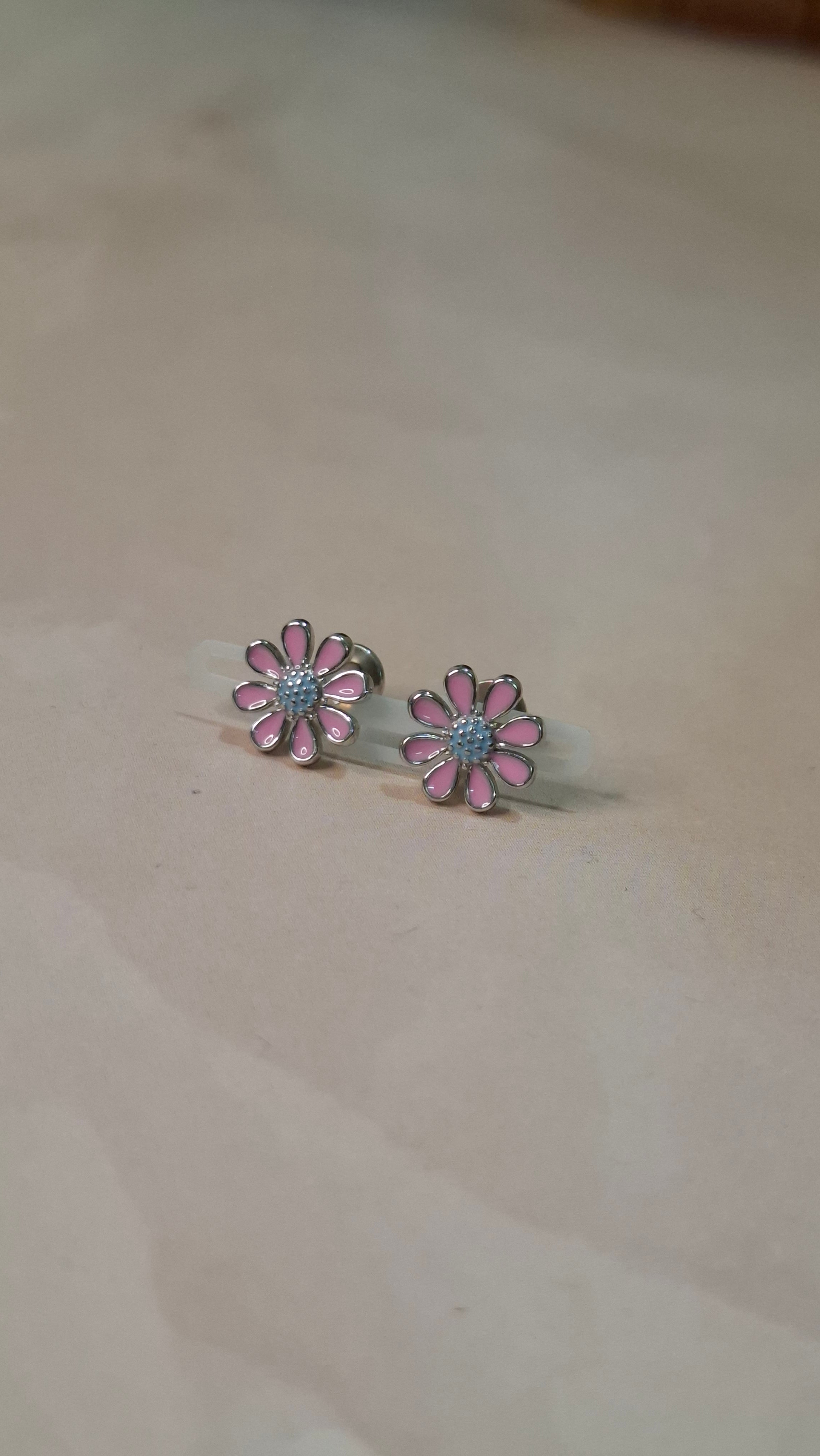 Pink flower earrings
