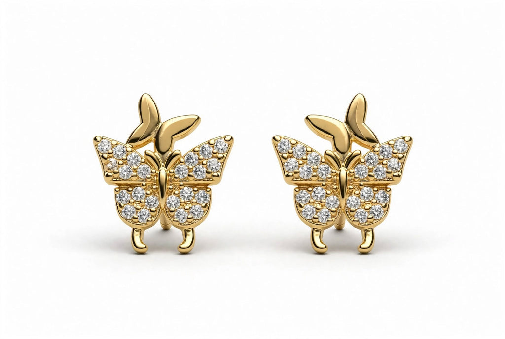 Double butterfly gold/Rosegold studs