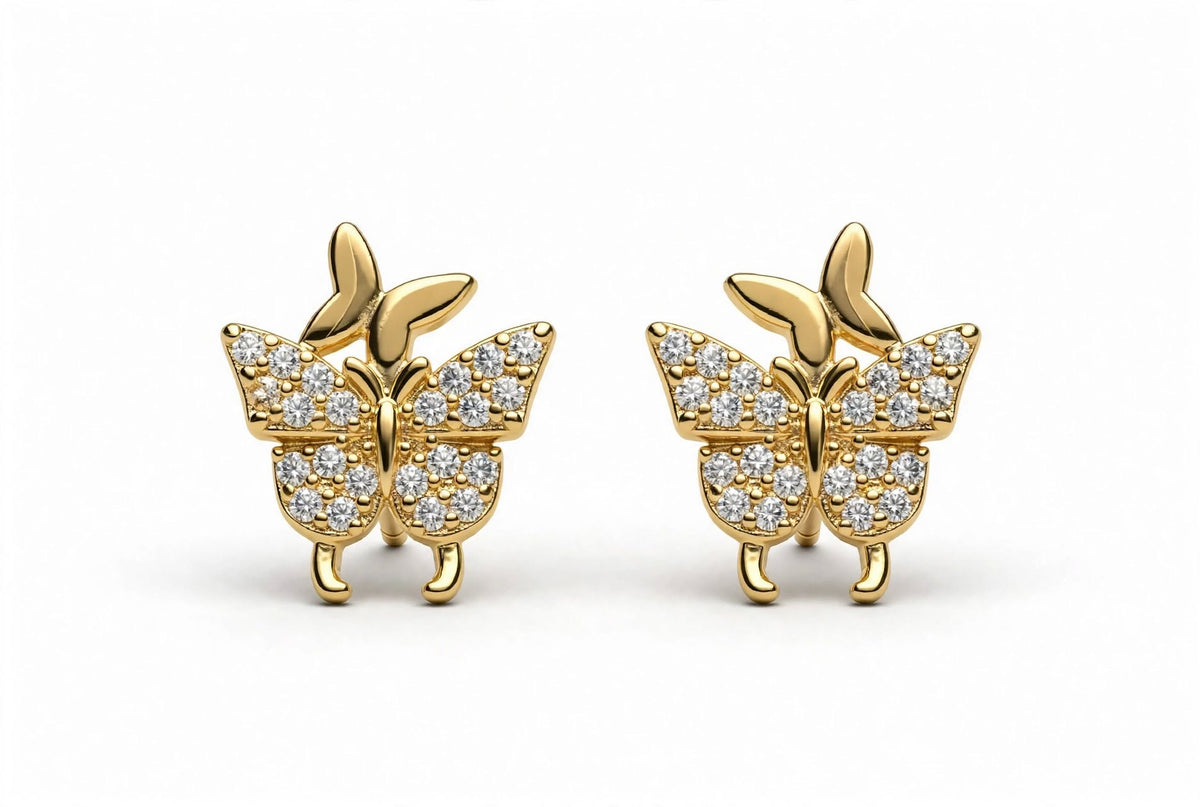 Double butterfly gold/Rosegold studs