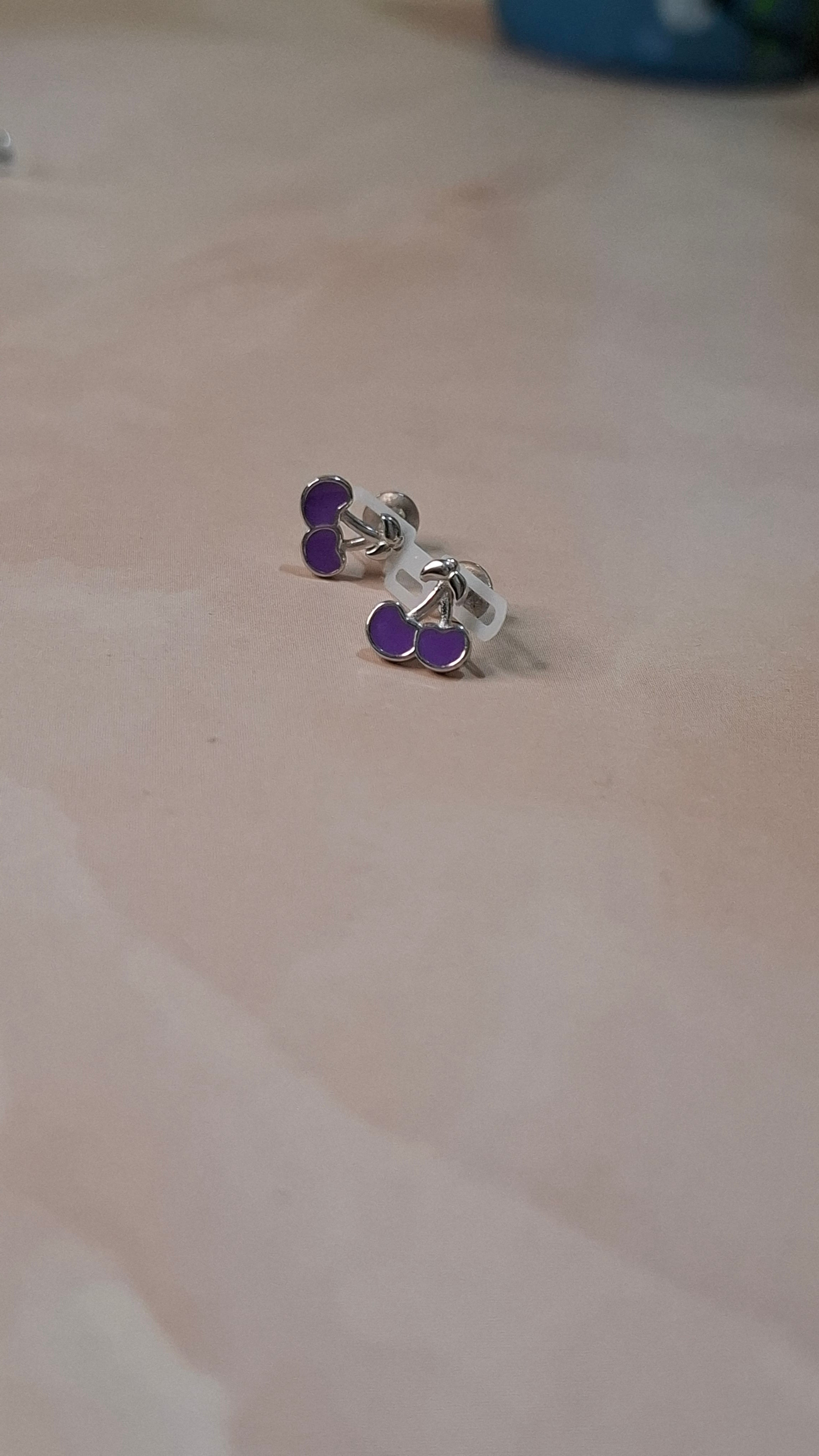 Purple cherry earrings
