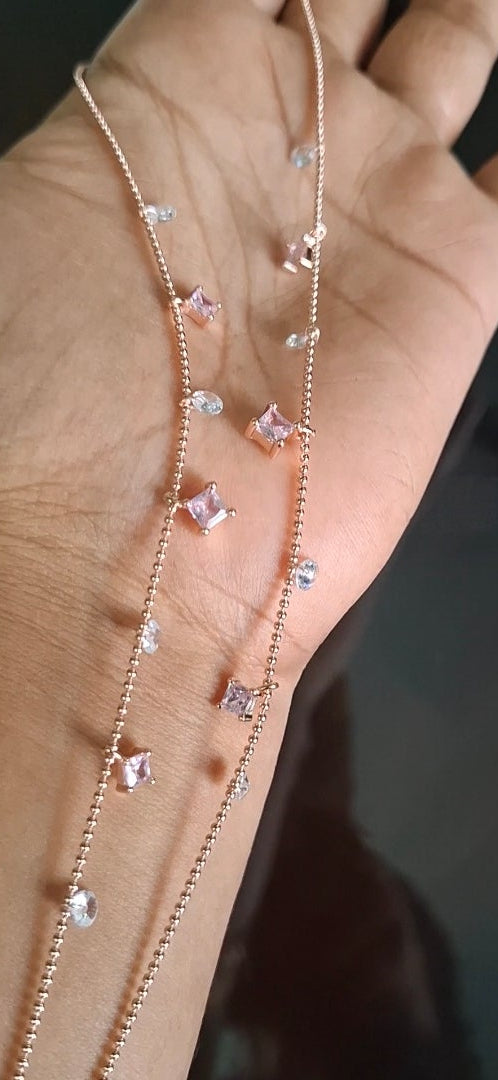 Pink and white charms anklet