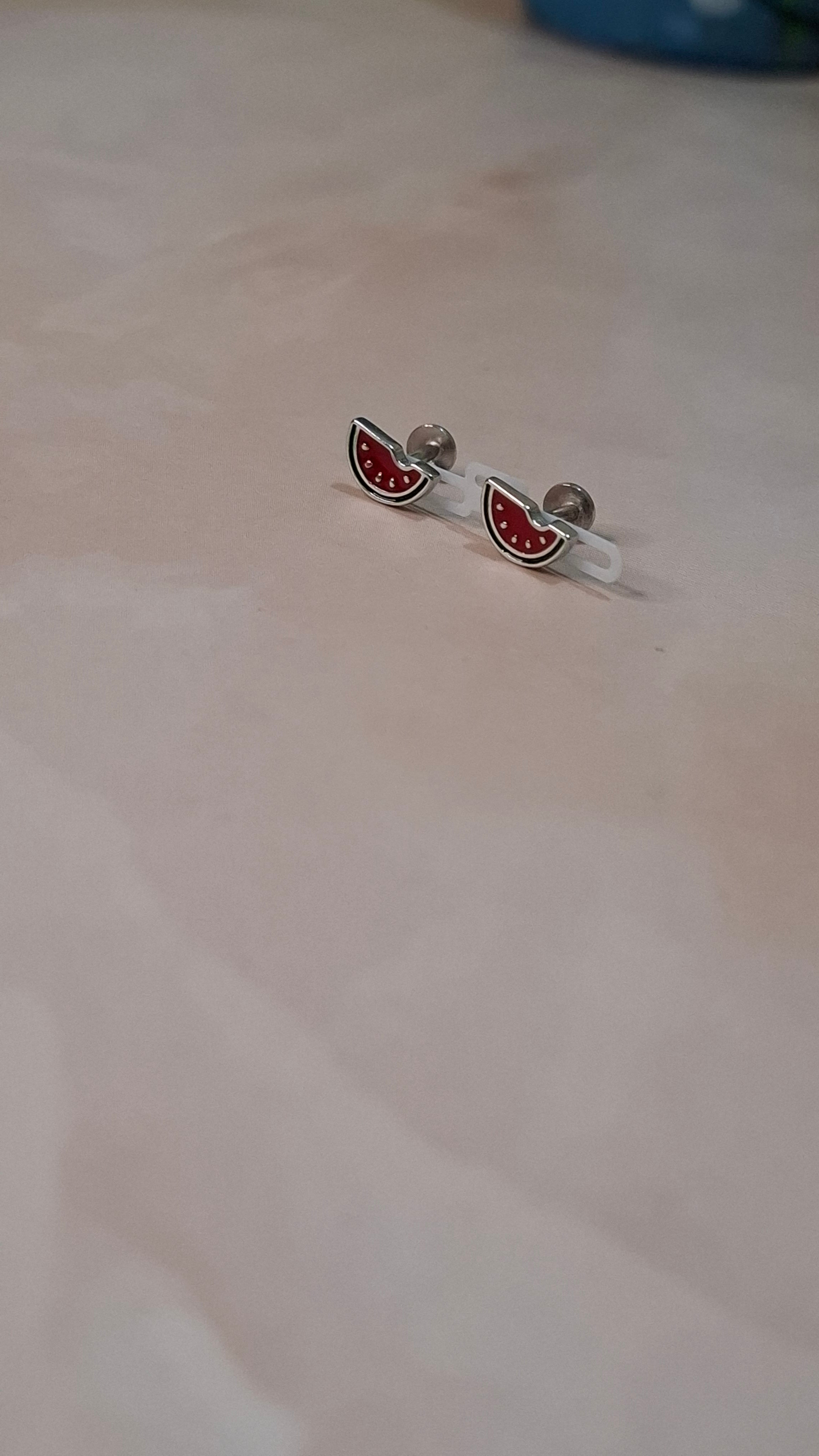 Red melon earrings