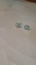 Green flower earrings