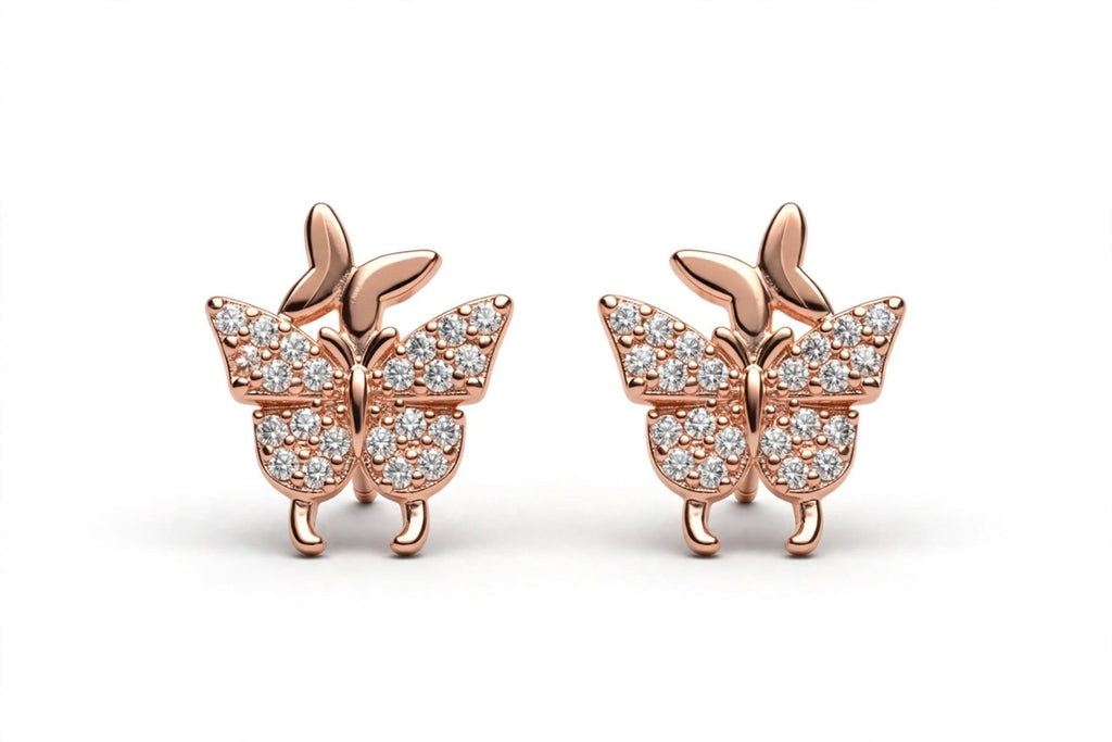 Double butterfly gold/Rosegold studs