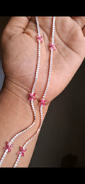 Pink flower stone anklet