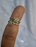 Green flower toe rings