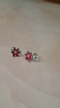 Red flower earrings