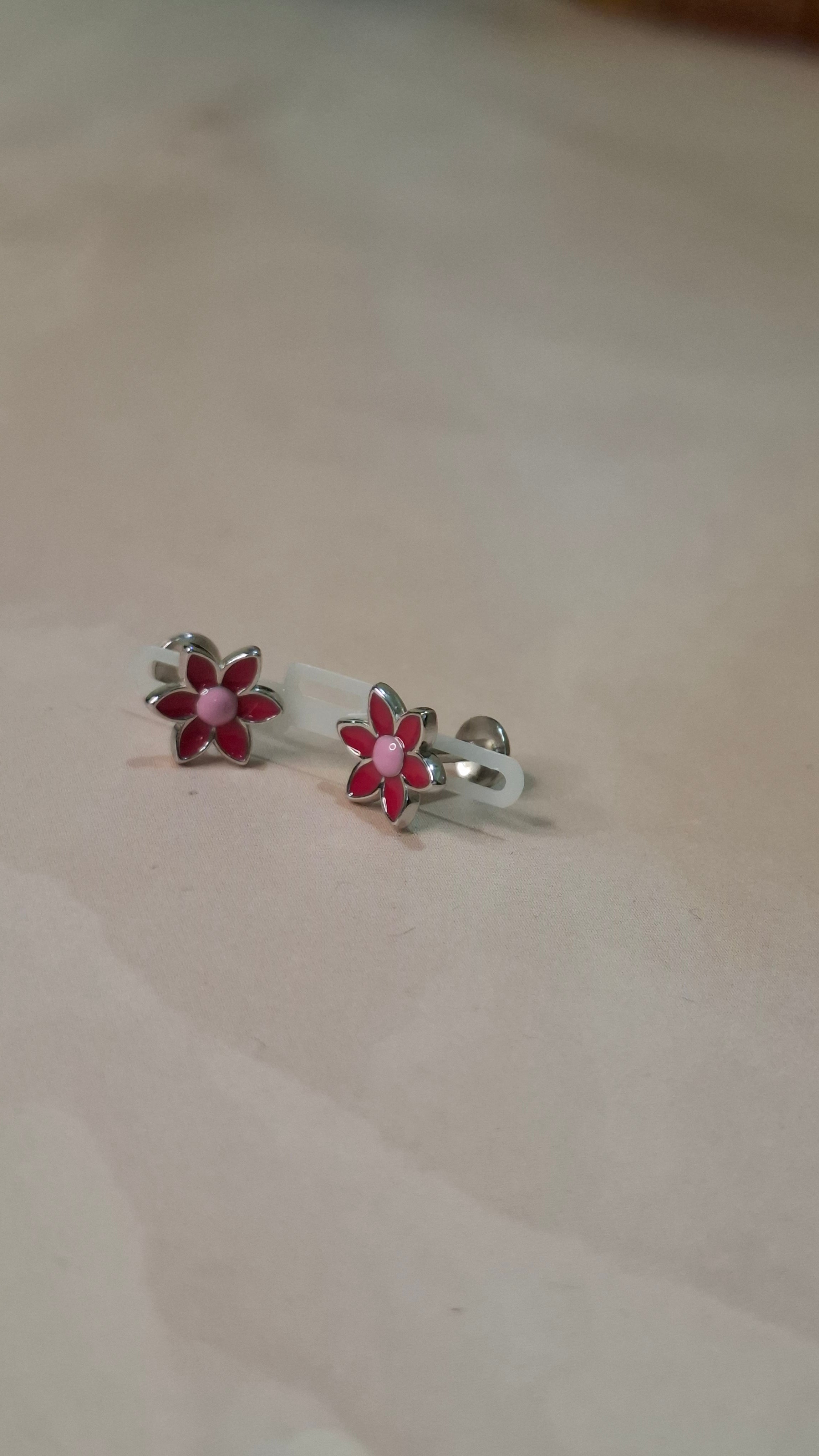 Red flower earrings